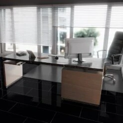 Liberty Floors Black - Lustre Stone 8mm High Gloss Laminate Flooring (223769) -Flooring Materials black lustre stone 8mm high gloss laminate flooring 223769 p89999 207805 image