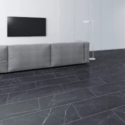 FAUS Black Marble - Industry Tile 8mm Laminate Flooring (217071)