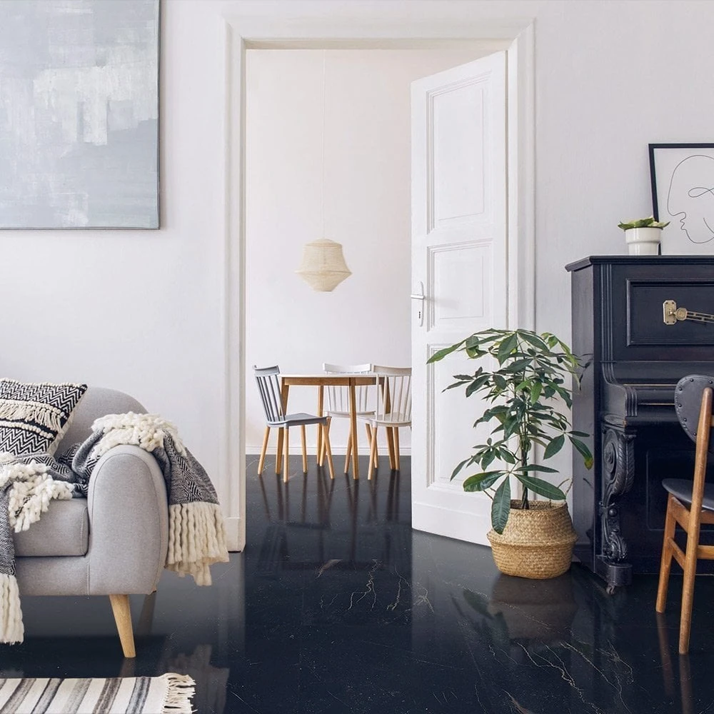 Liberty Floors Black Marble - Lustre Plaza 8mm High Gloss Laminate Flooring (222938) 1 Liberty Floors Black Marble - Lustre Plaza 8mm High Gloss Laminate Flooring (222938)