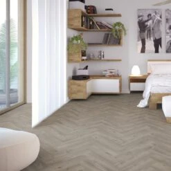 Liberty Floors Grey Oak - Herringbone SPC 5.5mm Rigid Core Vinyl Flooring (219442) -Flooring Materials grey oak herringbone spc 5 5mm rigid core vinyl flooring 219442 p85858 208717 image