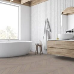 Liberty Floors Pebble Grey Oak - Chevron 15mm Engineered Real Wood Flooring (249202) -Flooring Materials pebble grey oak chevron 15mm engineered real wood flooring 249202 p108328 242842 image