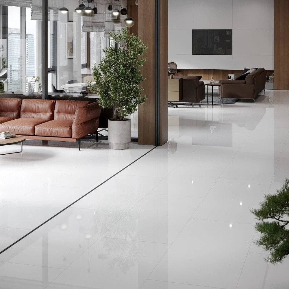 Liberty Floors White - Lustre Stone 8mm High Gloss Laminate Flooring (223770) 6 Liberty Floors White - Lustre Stone 8mm High Gloss Laminate Flooring (223770) - Image 6